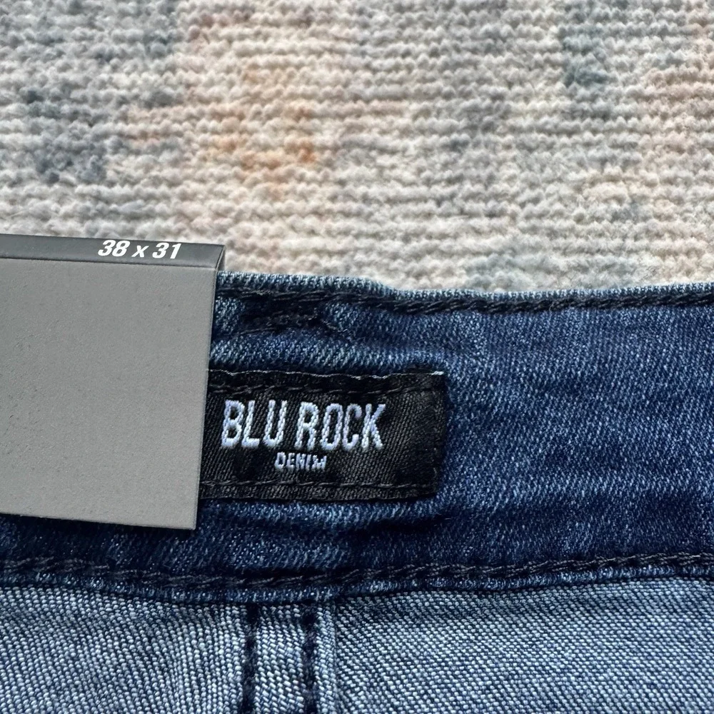 Blu‎ Rock 4 Way Stretch Flex Jeans Medium Wash 38x31 New With Tags